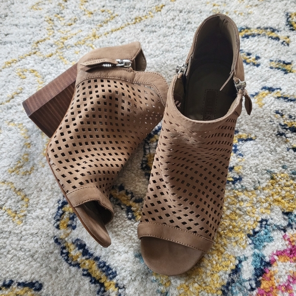 Guess Shoes Guess Woana Ankle Boot Open Toe Tan Leather Womens Size